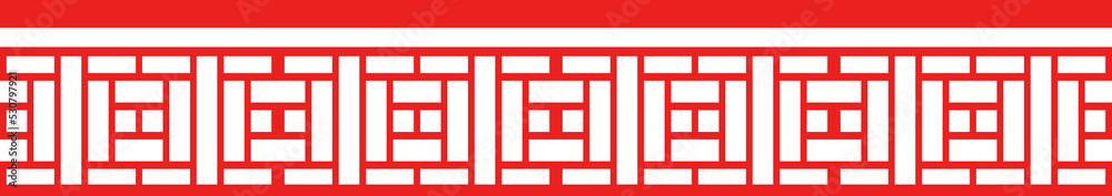 Red Chinese style tracery traditional pattern border frame