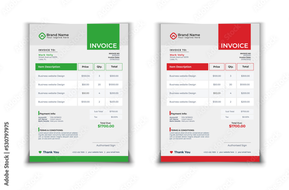 Creative Invoice Vector Template Design