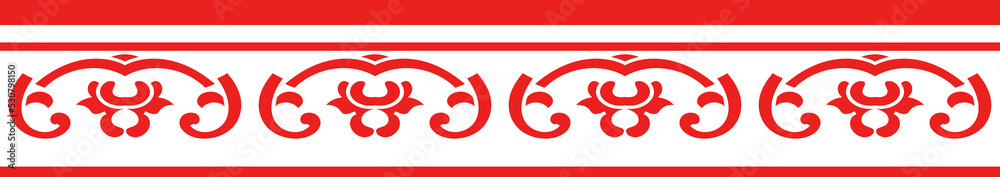 Red Chinese style tracery traditional pattern border frame