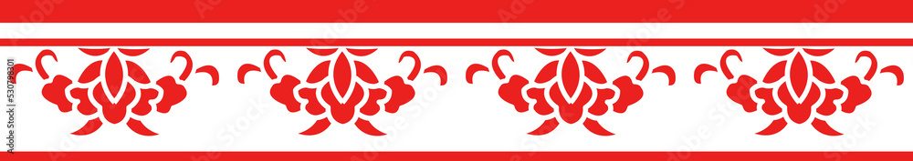 Fototapeta premium Red Chinese style tracery traditional pattern border frame