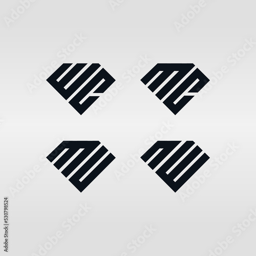 Diamond with Letter WC MC MU NW Telmplate Logo Icon Design Ideas