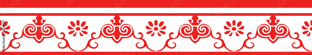 Red Chinese style tracery traditional pattern border frame