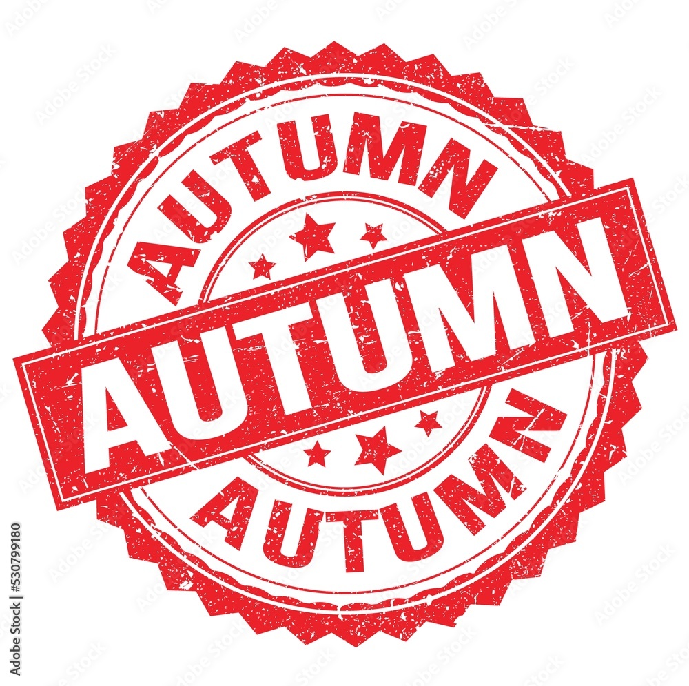 AUTUMN text on red round stamp sign AUTUMN text on red round stamp sign