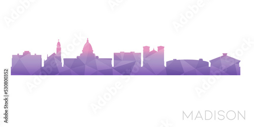Madison, WI, USA Low Poly Skyline Clip Art City Design. Geometric Polygon Graphic Horizon Icon. Vector Illustration Symbol.
