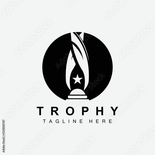 Trophy Logo Design, Award Winner Championship Trophy Vector, Success Brand