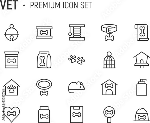 Editable vector pack of vet line icons.