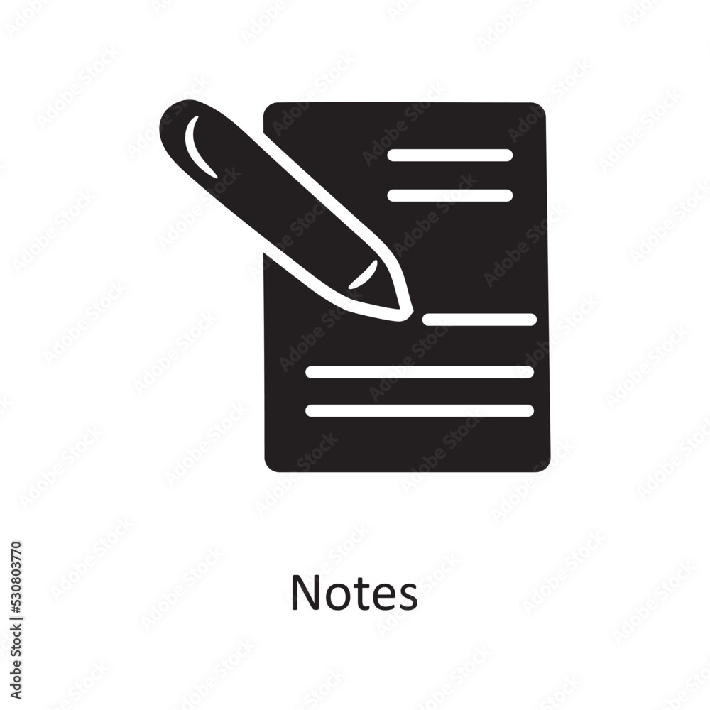 Notes Solid Icon Design illustration. Media Control Symbol on White background EPS 10 File Notes Solid Icon Design illustration. Media Control Symbol on White background EPS 10 File