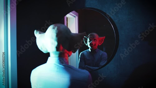 freak looking in the mirror horror demon mask 