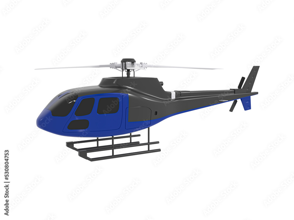Helicopter 3D icon. 3d model of fighter helicopter. In transparent png