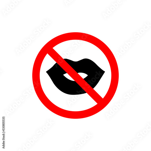 Not allowed kissing in public. Vector illustration of forbidden to kiss icon