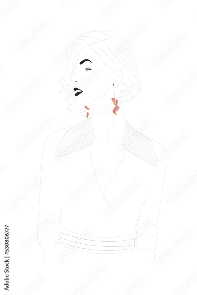Fashion young woman, inspired by line art and minimalism Fashion young woman, inspired by line art and minimalism