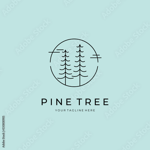 pine tree logo line art vector symbol illustration design