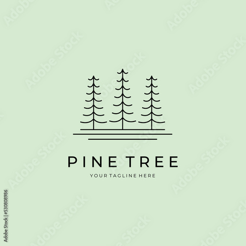 pine tree logo line art vector symbol illustration design, landscape symbol