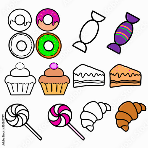 candy icons sweetness natural croissant lollipop