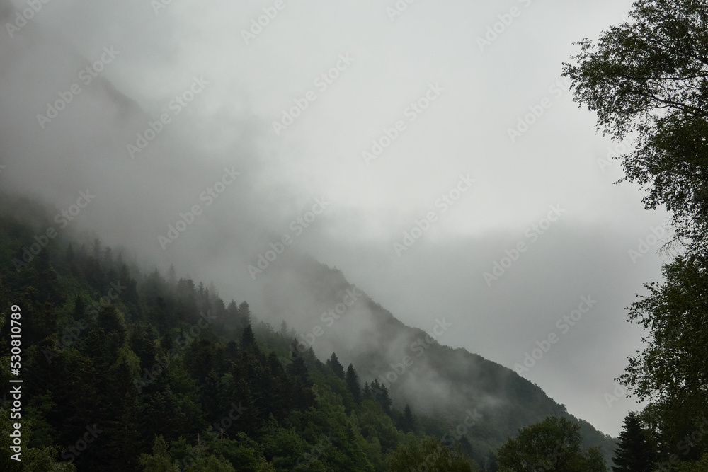 Clouds over the Pyrenees mountains. France.