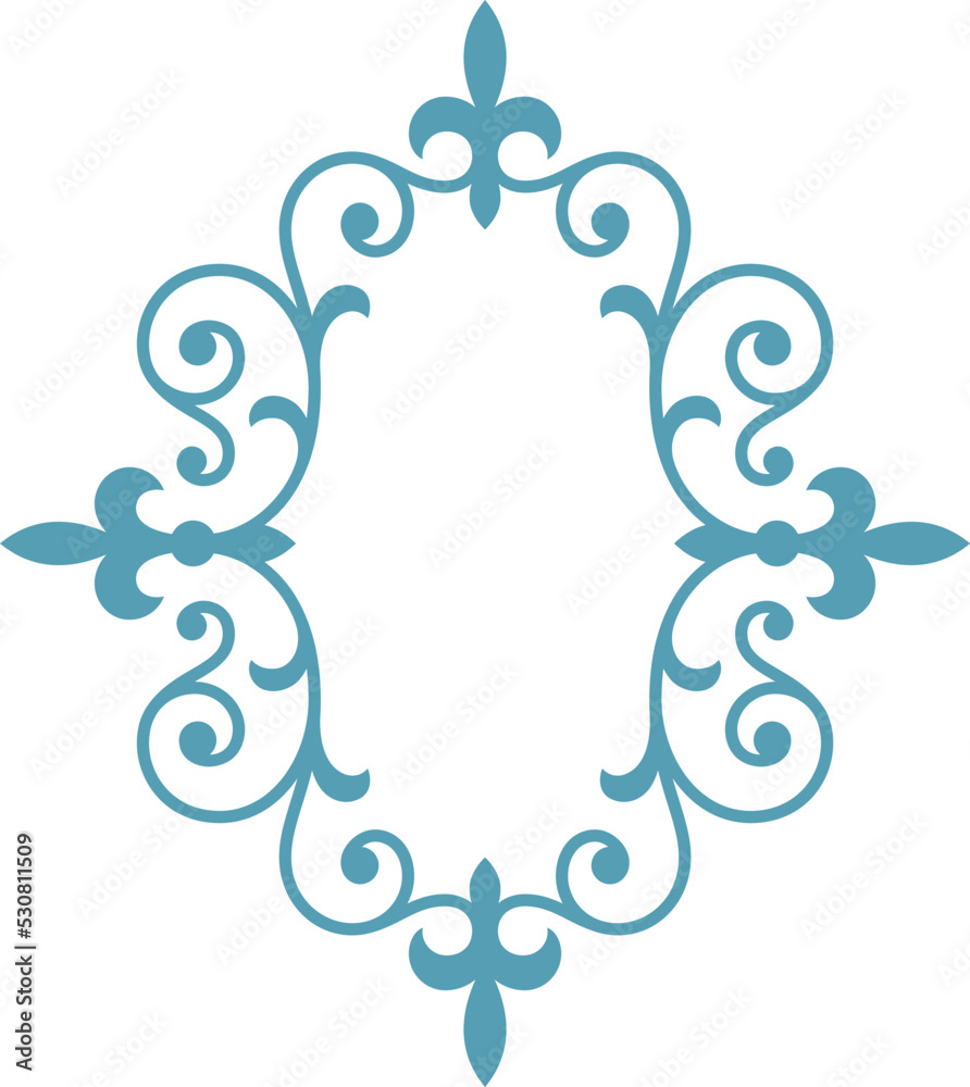 Decorative ornate frame. Royal flowers emblem template