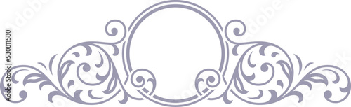 Vintage monogram template. Ornate flourish round frame
