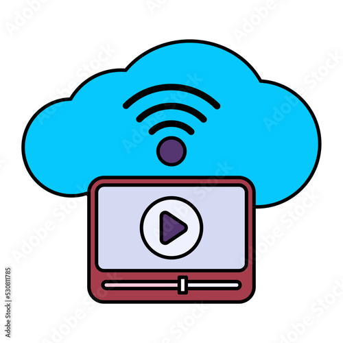 Enterprise-Grade Lightning-Fast Live Streaming Concept, cloud-based on-demand video Vector Icon Design, Cloud Processing Symbol, Computing Services Sign, Web Servics and Data Center stock illustration