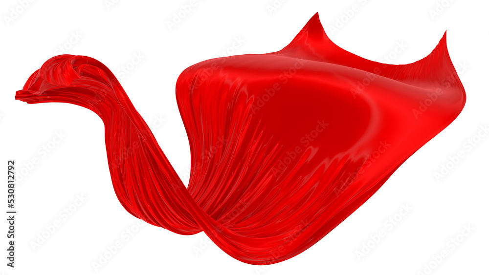 Beautiful flowing fabric of red wavy silk or satin. 3d rendering image. Beautiful flowing fabric of red wavy silk or satin. 3d rendering image.