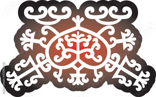 Vector red national Yakut amulet, decoration. Ethnic ornament of the peoples of Siberia, the Far North, the tundra