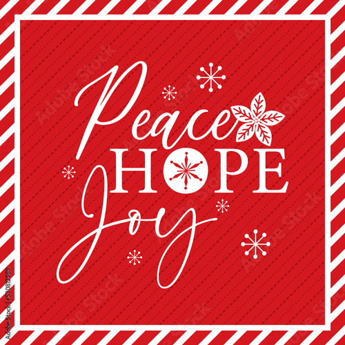 peace, hope, joy christmas greeting card