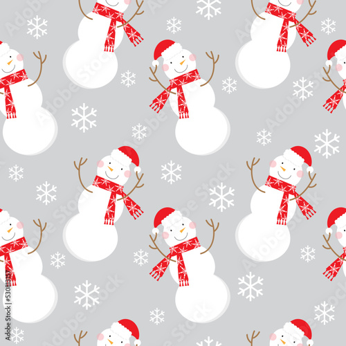 cute snowman seamless pattern design