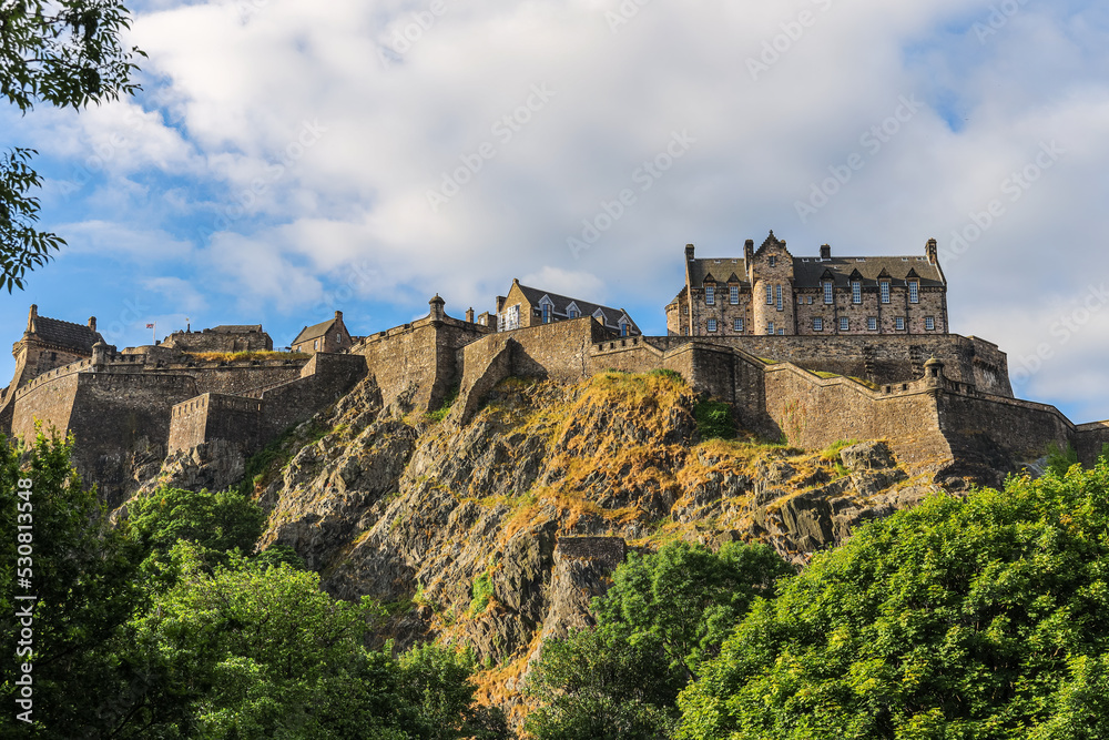 The scenic view of Edinburgh Castle, Scotland.