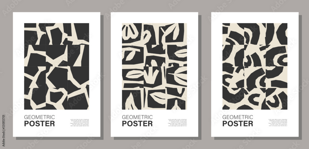 Set of minimalst wall art poster with abstract composition Set of minimalst wall art poster with abstract composition