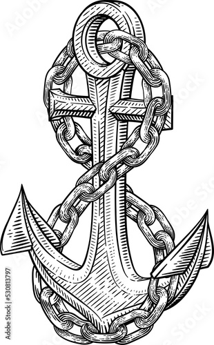 A Ship Anchor And Chain Nau...