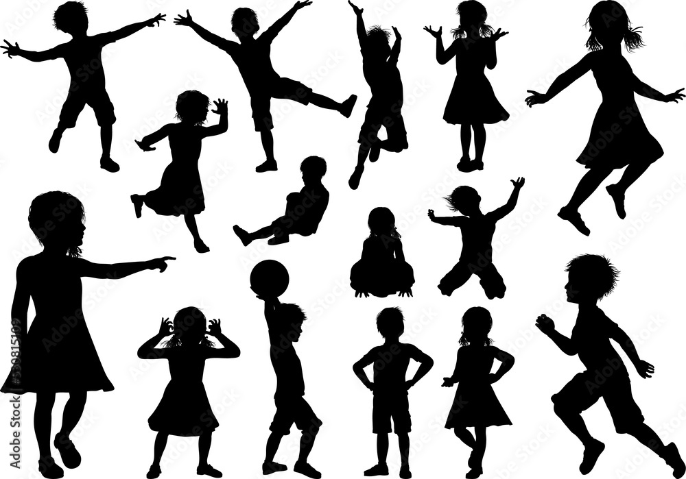 Fototapeta premium Children Silhouette Set