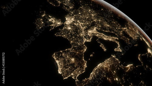 Earth seen from the space, view on the Europe