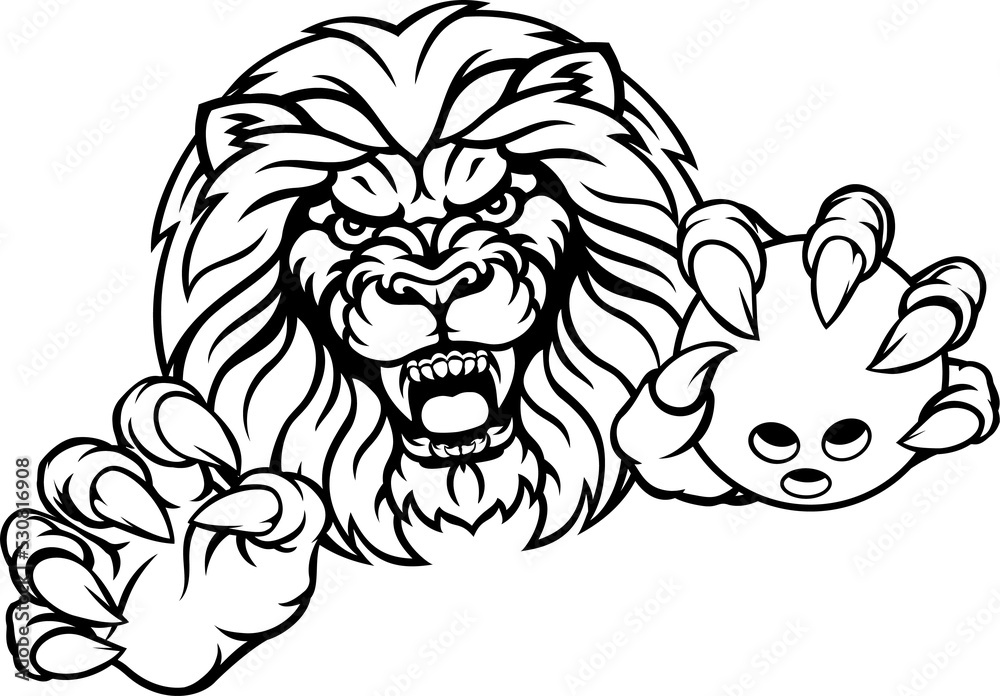 Lion Bowling Ball Sports Mascot