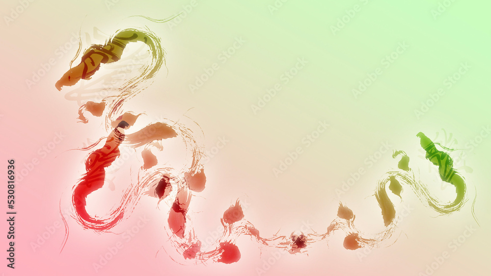 iridescent background・Dragon／虹色背景・龍／무지개 색 배경・용