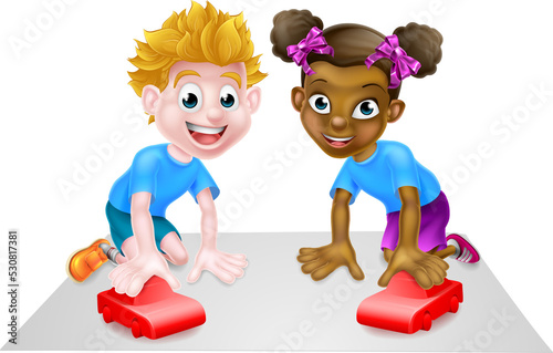 Cartoon Kids Playing With T...