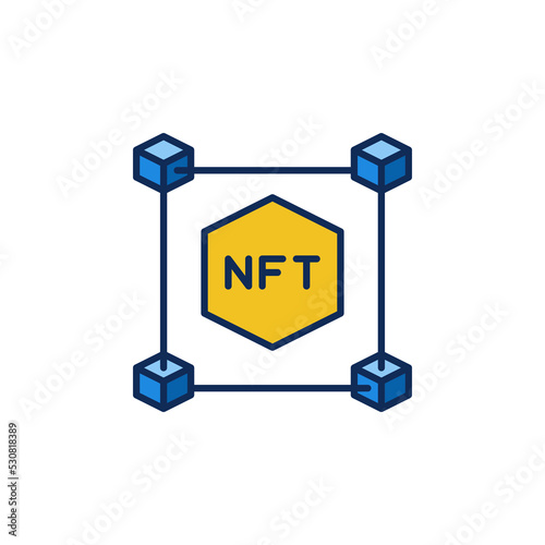 NFT Block-chain vector concept Non-Fungible Token colored icon