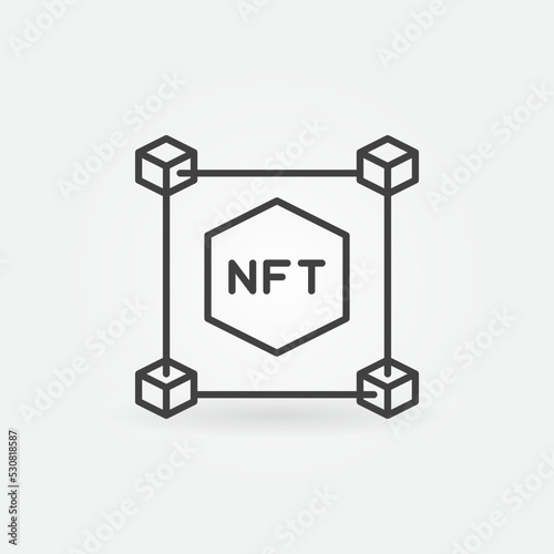NFT Blockchain outline vector concept Non-Fungible Token icon