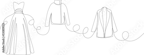 clothes sketch, one continuous line drawing, vector