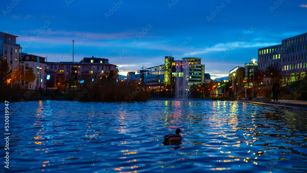 Fototapeta premium City at night in Germany Karlsruhe