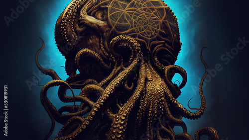 Obraz na plátně Scary monsters, mutants with tentacles