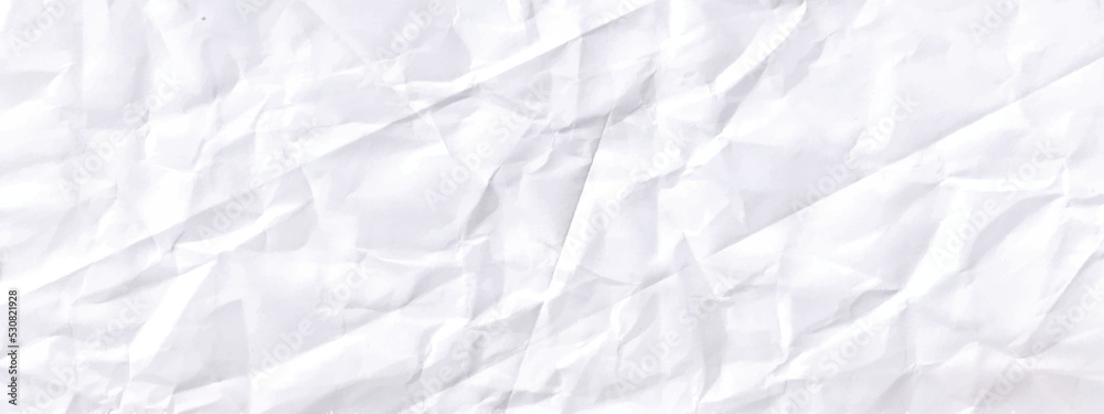 Fototapeta premium Paper crumple with the texture of the surface of the old. The background is white with kinks and cracks in a retro style. Paper texture Crumpled White. Top view.