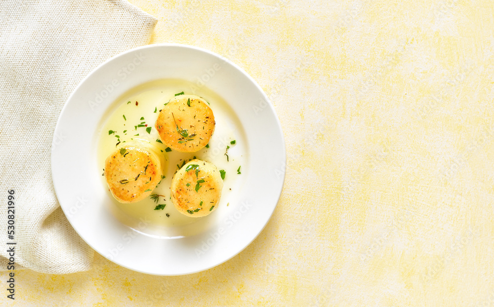 Fondant potatoes on plate Fondant potatoes on plate