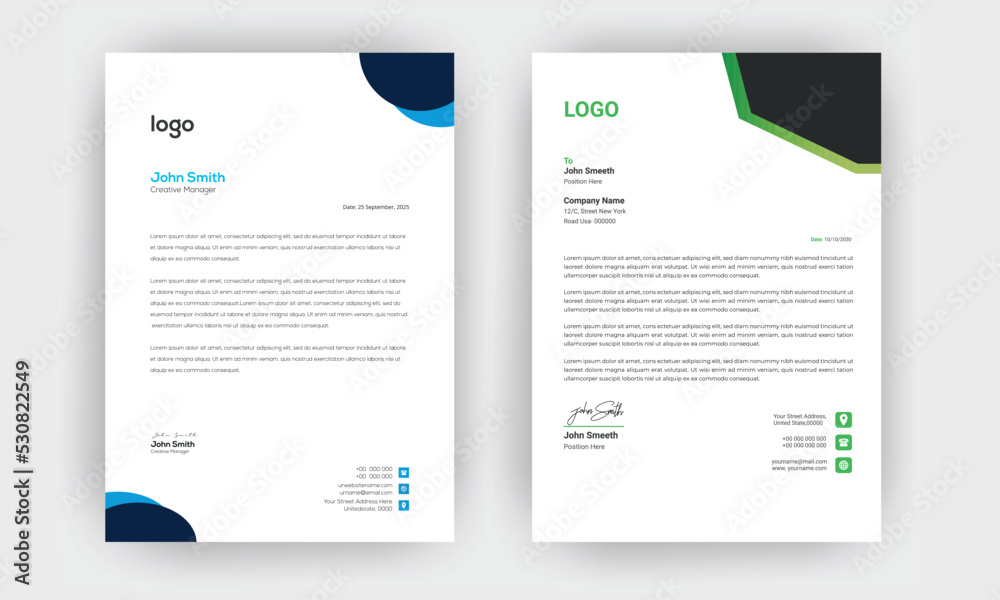 Obraz premium Creative letterhead , Elegant and minimalist style letterhead template design,A4 sizes