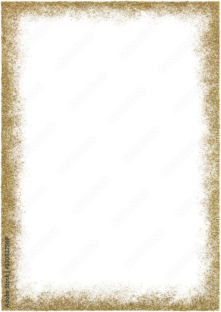 Square gold glitter frame PNG transparent.