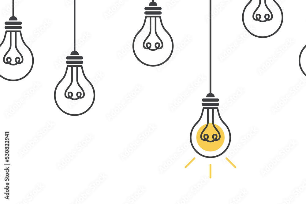 Modern vector illustration of hanging light bulbs. Seamless background with the bulbs Modern vector illustration of hanging light bulbs. Seamless background with the bulbs