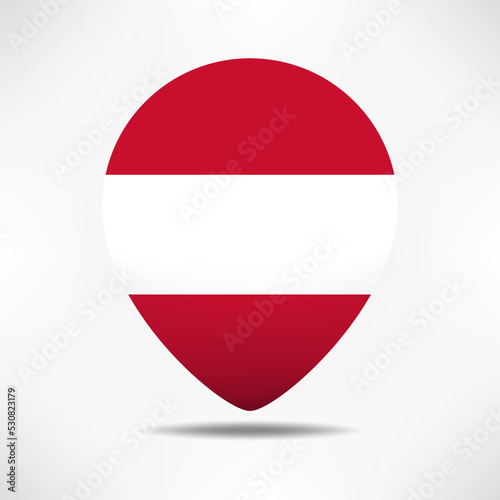 Free Download  Austria map pointers flag with shadow. Pin flag - GFXLoad