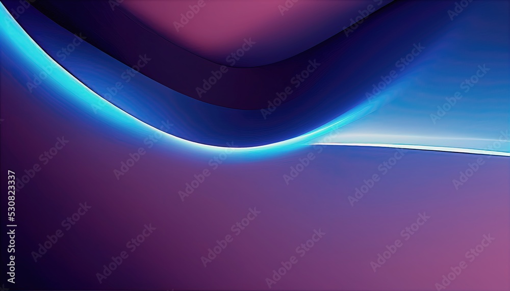 Fototapeta premium Oval design with gradient lines that glow blue on a purple background.