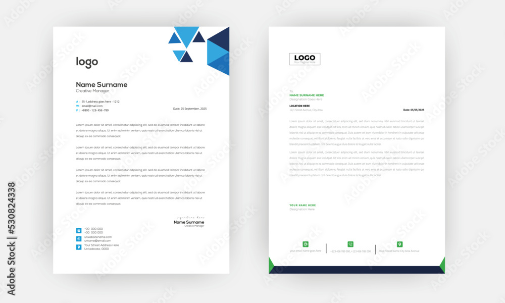 Creative letterhead , Elegant and minimalist style letterhead template design,A4 sizes