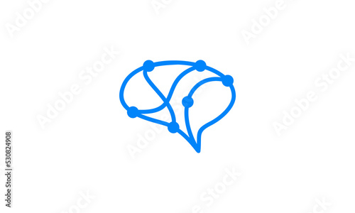 neuron connection logo design, Human brain icon innovation intelligence vector illustration.
