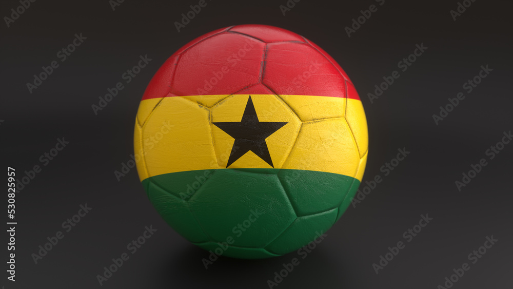 Drapeau du Ghana incrusté dans un ballon de football