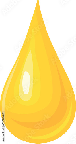 Oil drop cartoon icon. Golden serum. Yellow liquid